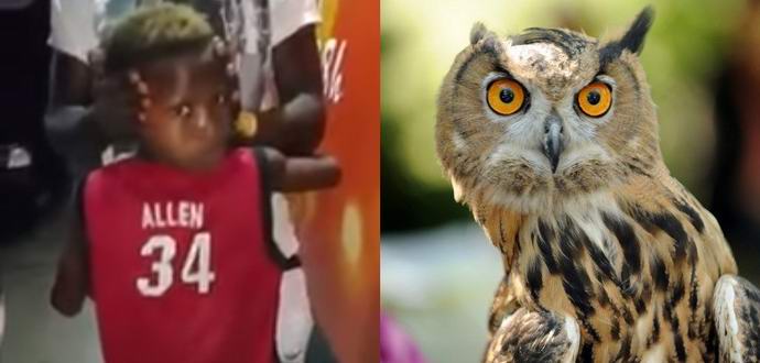 African boy is able to turn his head like an owl