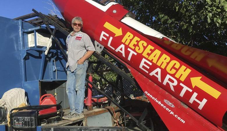 An American will take off on a makeshift rocket to prove that the Earth is flat.