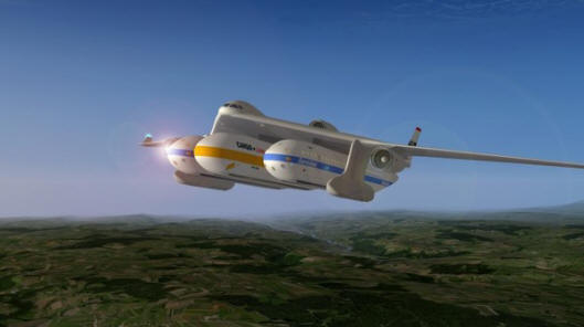 Clip-Air - an airplane that carries wagons across the sky