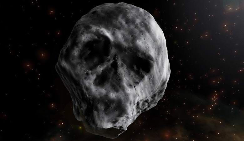 An asteroid in the shape of a giant skull is approaching Earth