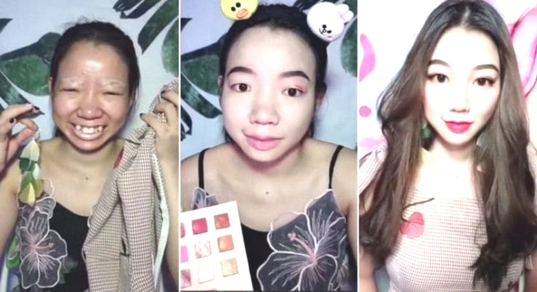 The Chinese woman demonstrated what miracles can be done with makeup.