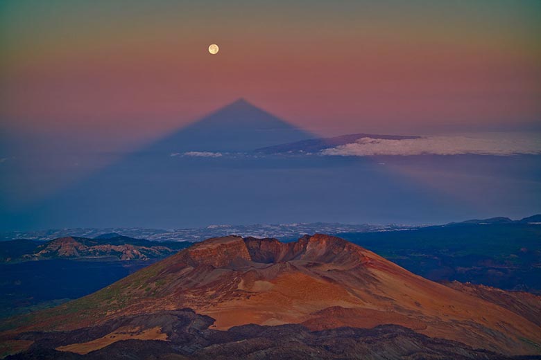 When a volcano casts a strange shadow