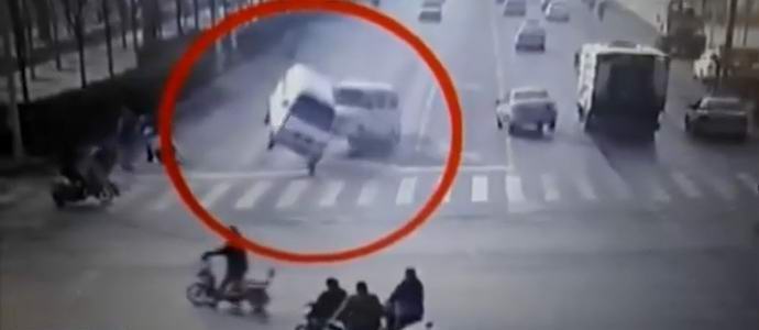 Cars mystically flew into the air on an ordinary road