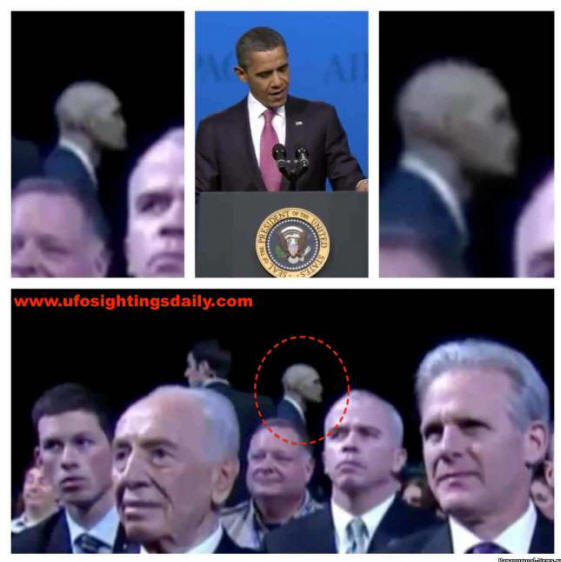 At a conference with Obama's speech, they shot a reptiloid?