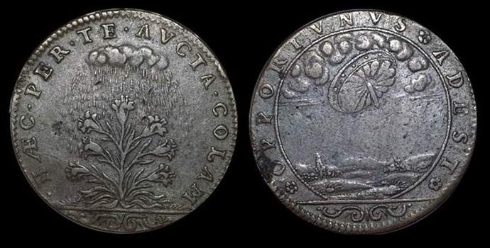 A flying saucer was found on an old French coin