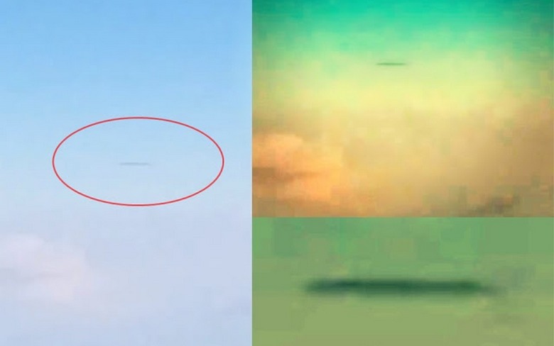 Above Canada, a passenger noticed a cigar-shaped UFO