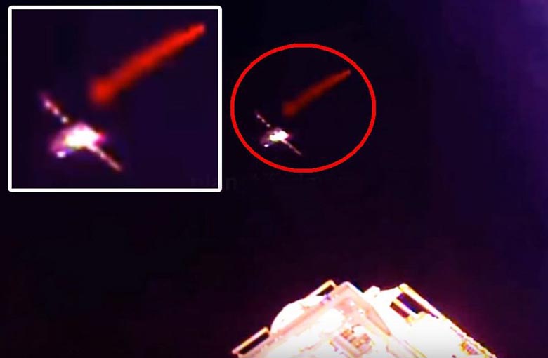A red UFO flashed over the Dragon during docking with the ISS