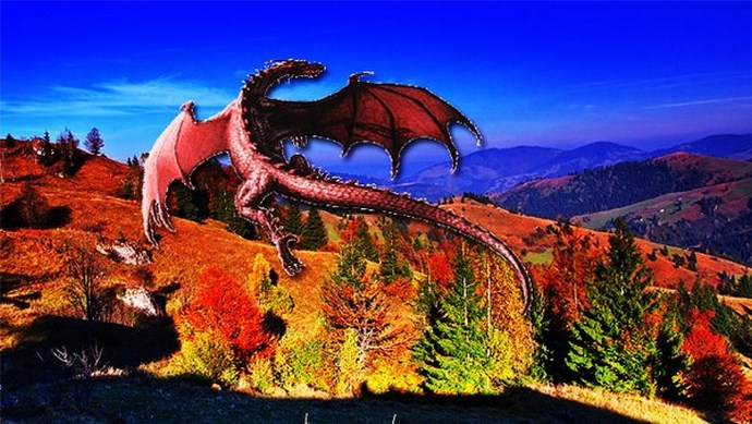 Mythical dragons fly over Romania