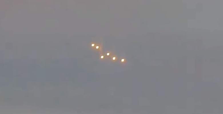 Over the Ukrainian village captured a cluster of bright UFOs