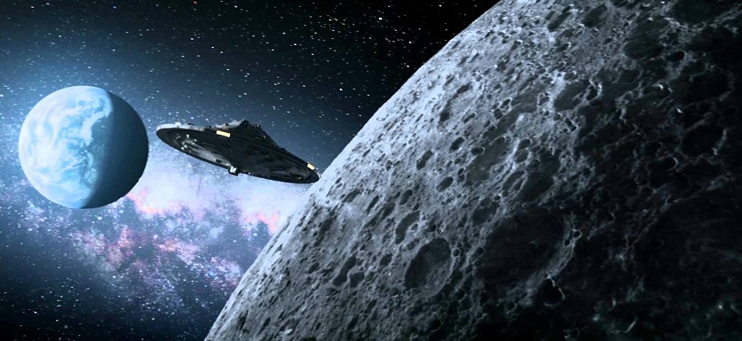 UFO on the background of the moon: satellites, space debris or something else?