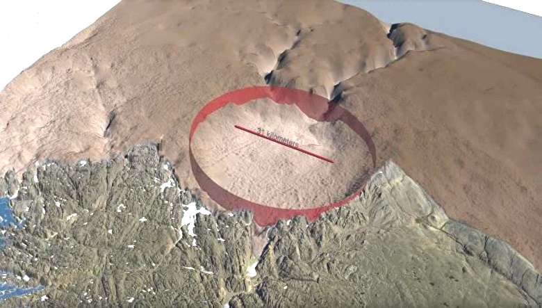 Under the ice of Greenland there is a huge crater left by a meteorite