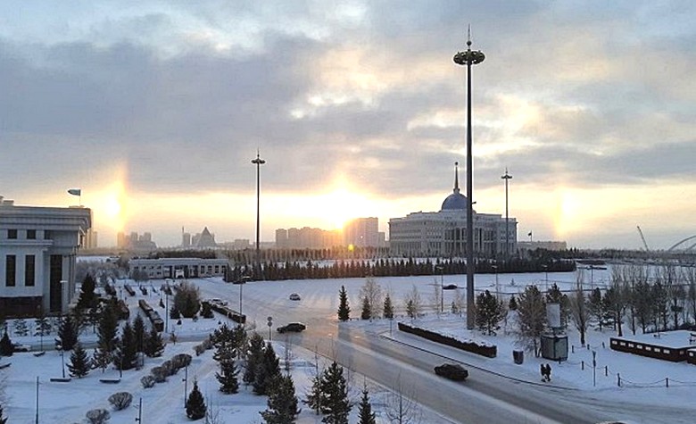 A rare natural phenomenon - the solar halo was observed over the capital of Kazakhstan