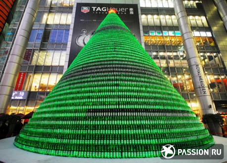 Christmas tree of beer bottles