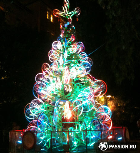 Christmas tree from bicycles