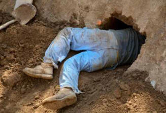The plumber dug a tunnel under the family bed to escape from his wife to the bar