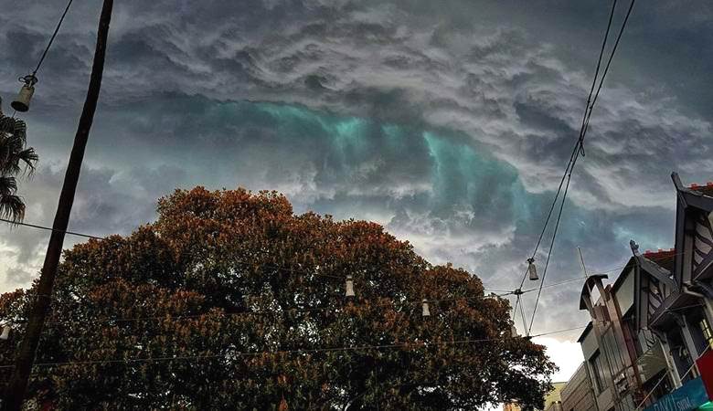 Fabulous emerald clouds arose over Sydney