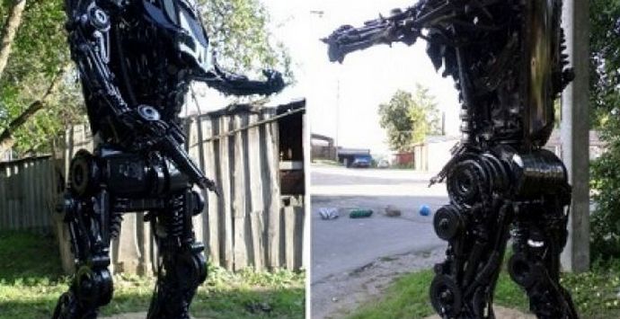 Sculpture transformer from scrap metal