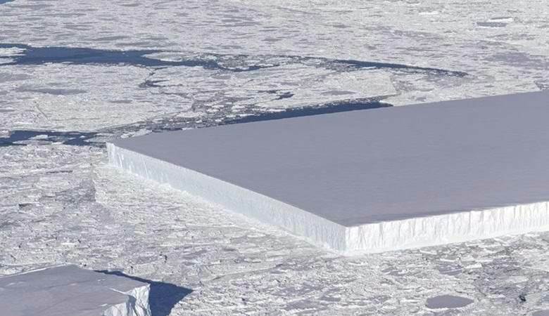 A snapshot of a rectangular iceberg hit the Internet