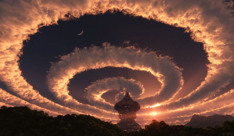 The spiral in the sky over Austria associated with the appearance of aliens