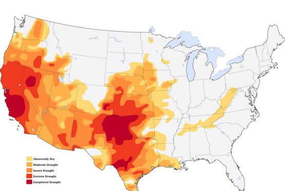 The distribution of dryness in the United States - like a fire