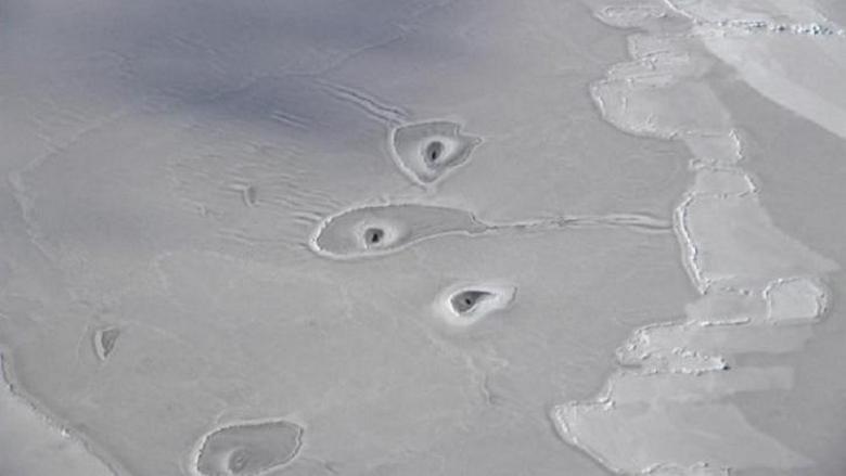 Strange formations in the ice of the Arctic