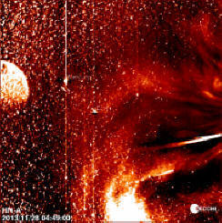 A strange colossal object in NASA images at the time of the flight of Comet ISON