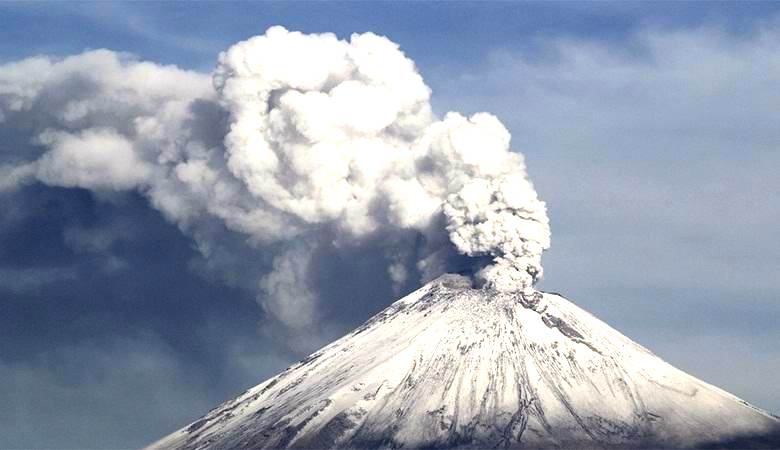 Glowing UFO flying over a Mexican volcano