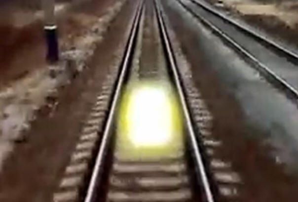 Glowing object on rails