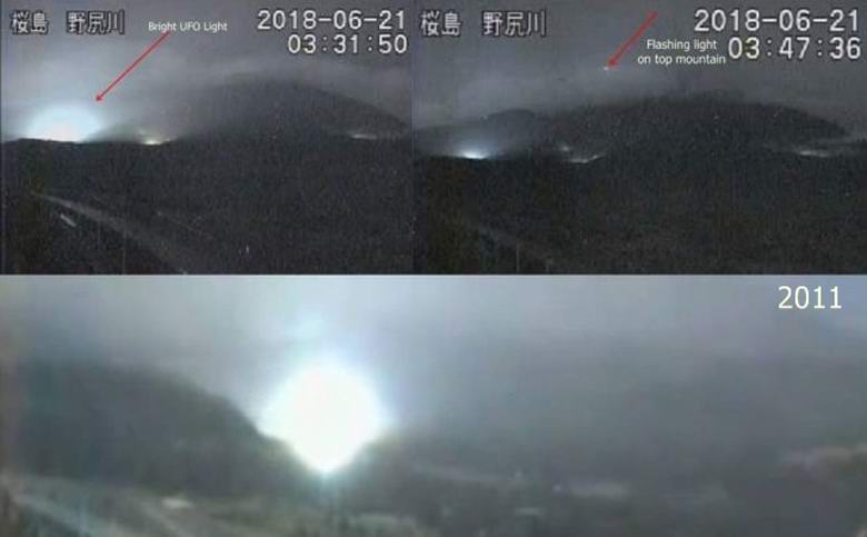 Mysterious lights over a Japanese volcano portend a devastating earthquake