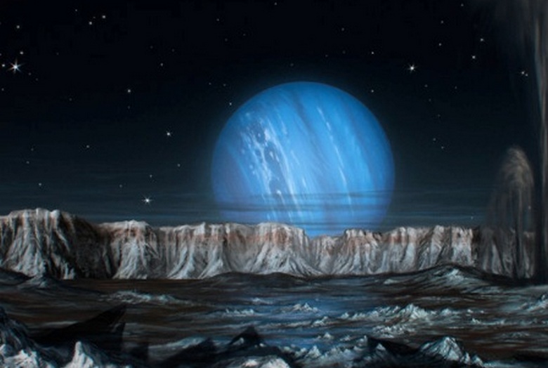 Triton - the only major satellite in the solar system, moving in a retrograde orbit