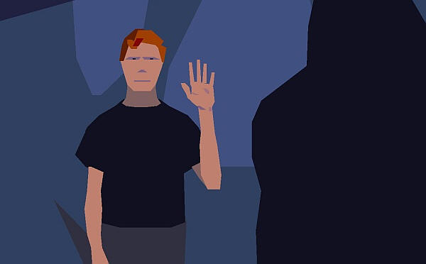 Once in a different world, a young earthling from the computer game Another World demonstrates to a native that he came with good intentions. But even on our planet, this can mean anything.