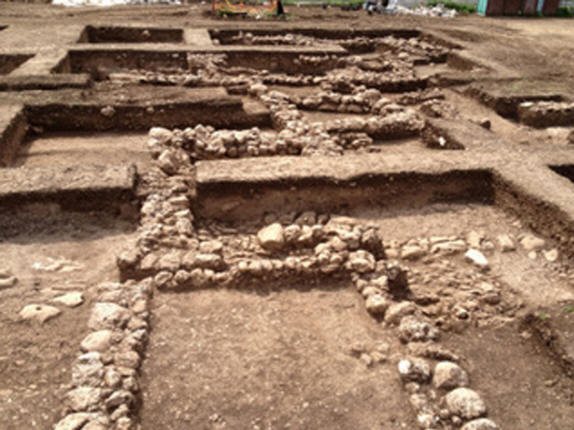 The remains of a Stone Age settlement, among which a mysterious statue was found