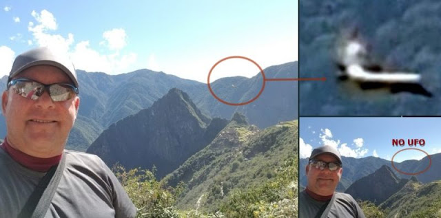 In Peru, a UFO appears from a portal directly above the ancient city of Machu Picchu