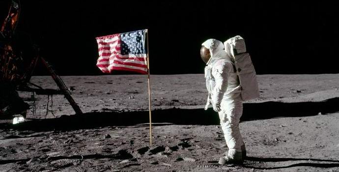 During the landing of the Americans on the moon, a piece fell off the celestial body?